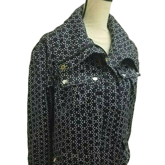 Bianca Nygard Weekend Womens Jacket Size 6 Blue Silver Snap Front Geometric - Picture 5 of 12